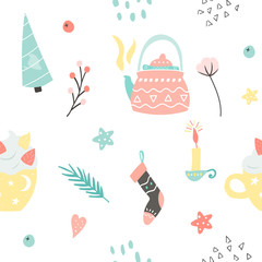 Seamless pattern with hygge elements