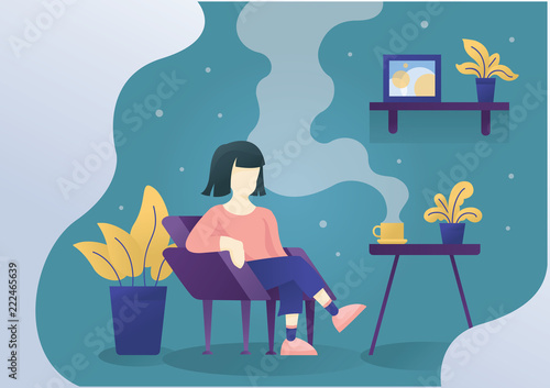 Women Sitting On Chair With Coffee On Table With Style