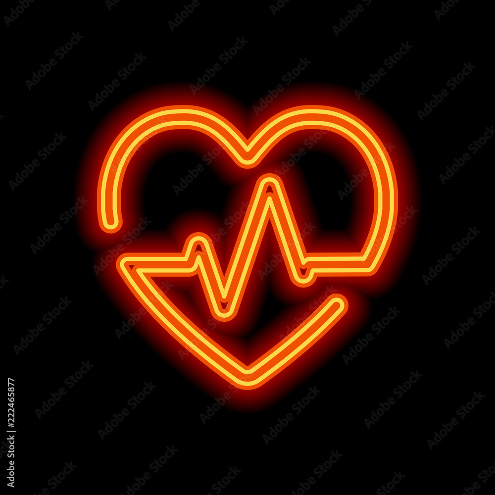 Aufkleber heart and pulse line. one line style. linear icon with thin outl
