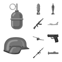 Vector illustration of weapon and gun symbol. Set of weapon and army vector icon for stock.