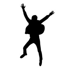 vector, isolated, silhouette man jumping