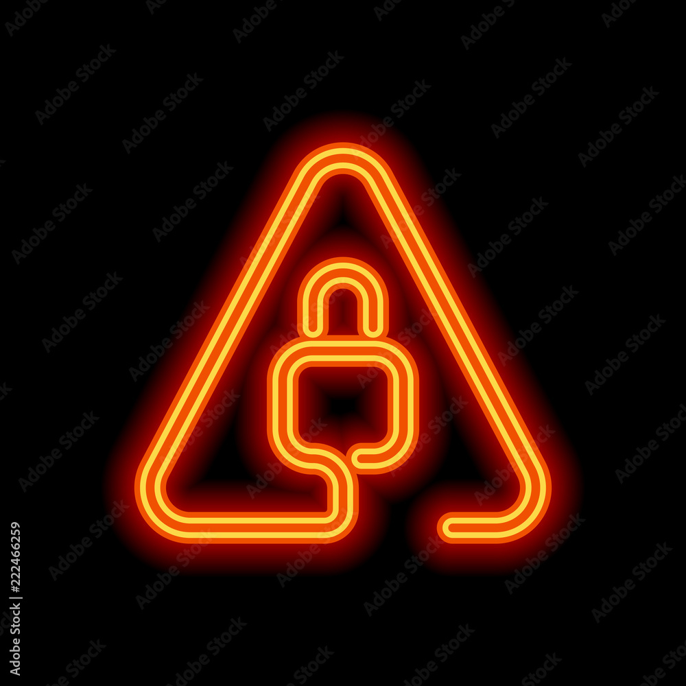 Poster lock in warning triangle. linear icon with thin outline. one lin
