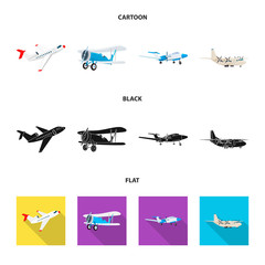 Vector illustration of plane and transport symbol. Set of plane and sky stock symbol for web.