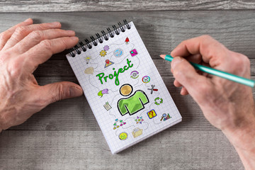 Project concept on a notepad
