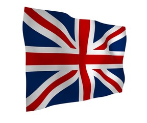 Waving flag of the Great Britain. British flag. United Kingdom of Great Britain and Northern Ireland. State symbol of the UK. 3D illustration