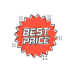 Vector cartoon discount sticker icon in comic style. Sale tag illustration pictogram. Promotion best price discount splash effect concept.