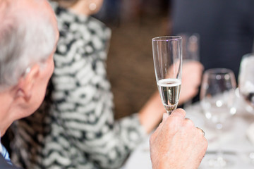 Man Holding Glass of Champagne; Champagne Toast