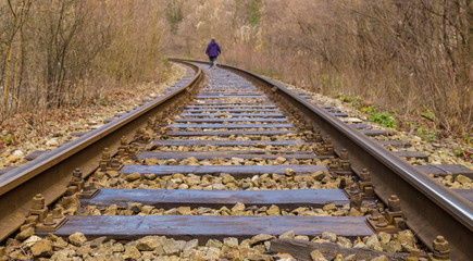 Fototapeta premium Old scenic railroad in Transylvania, in autumn