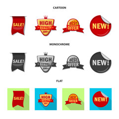 Vector illustration of emblem and badge sign. Collection of emblem and sticker stock symbol for web.