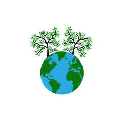 Green Tree with Earth Day, Environment Go Green, Branch Leaves, Background