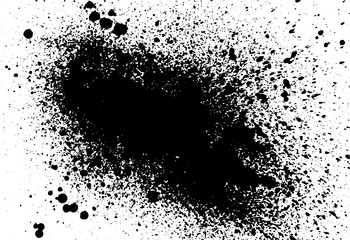 Black paint, ink splash, brushes ink droplets, blots. Black ink splatter background, isolated on white. Vector illustration.
