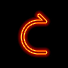 Naklejka premium Simple arrow, forward. Linear, thin outline. Orange neon style o