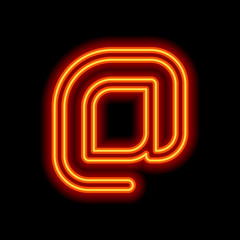 E-mail symbol, internet mail icon. Linear, thin outline. Orange