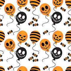 Halloween balloon and candy seamless pattern. Halloween decoration.