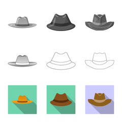 Isolated object of headwear and cap icon. Collection of headwear and accessory stock symbol for web.