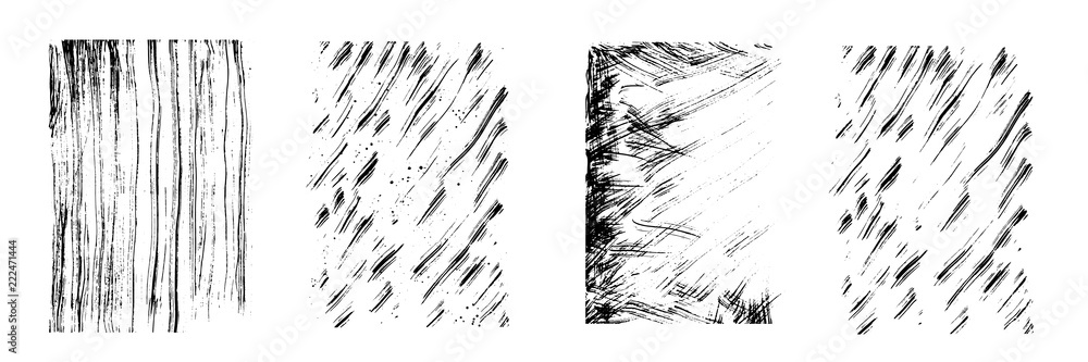 Poster vector drips of black ink. small dots, drops and splashes. different size. set of four unique patter