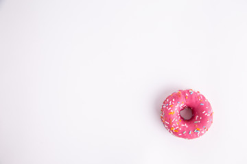 pink donut on white background