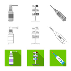 Vector design of pharmacy and hospital logo. Set of pharmacy and business stock symbol for web.