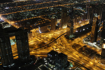 Fototapeta na wymiar the motion of the night city from a bird's eye view