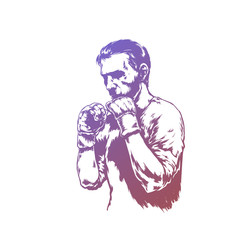 Fighter in fighting gloves. Vector illustration, eps 10.