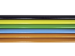 Color pencils on white background.