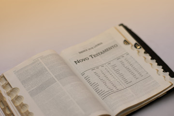 Fototapeta na wymiar open bible in the new testament