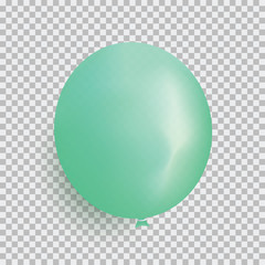 Balloon of green color realistic design vector isolated on transparent background. Balloon made from rubber latex