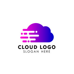 cloud tech logo design. speed cloud logo design