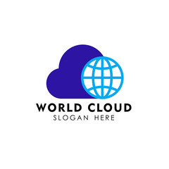 globe cloud logo design template. cloud tech logo design vector icon
