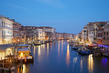 Fototapeta na wymiar Grand Canal in Venice, nobody in the evening, clear blue sky in summer in Italy