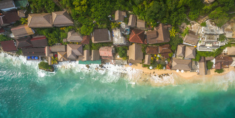 bingin terrace houses vertical view epic ocean blue lagoon panorama