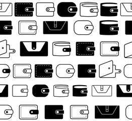 Wallet or Pocketbook Vector Icon Seamless Borders or Lines