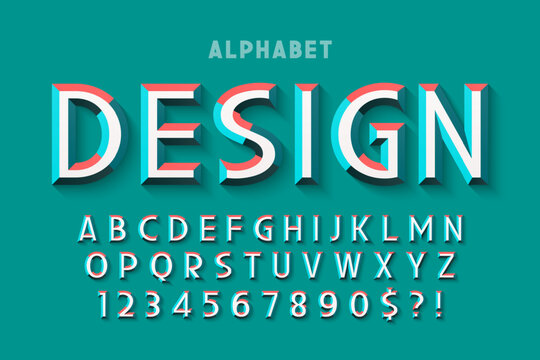 Original display font with facets, alphabet, letters