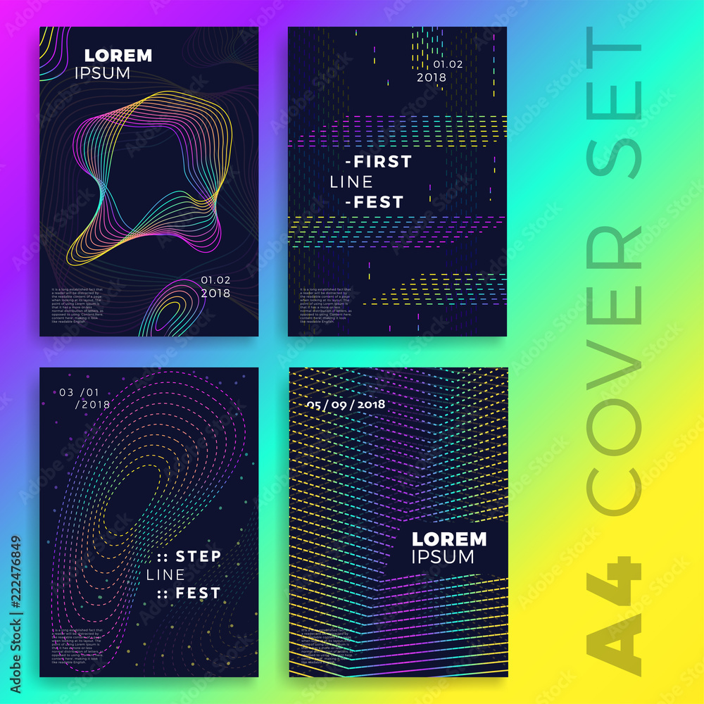 Poster minimal covers design colorful future patterns.