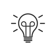 Light bulb icon in flat style. Lightbulb vector illustration on white isolated background. Lamp idea business concept.