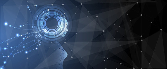Artificial intelligence. Technology web background. Virtual concept