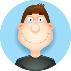 Cartoon Brunette Man Smiling
