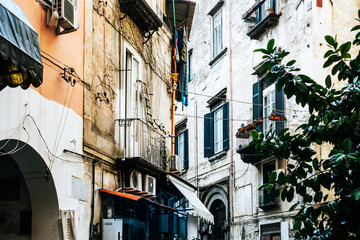 Obraz premium Antique building view in Old Town Naples, italy Europe