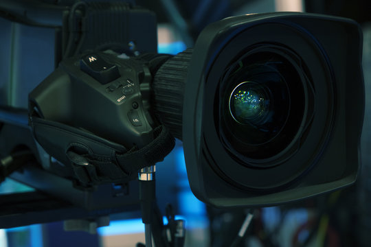 Professional 4k production video camera in studio