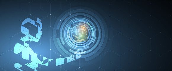 Artificial intelligence. Technology web background. Virtual concept