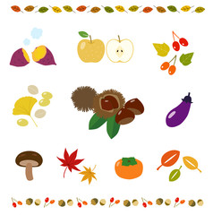 秋のイラスト アイコンセット