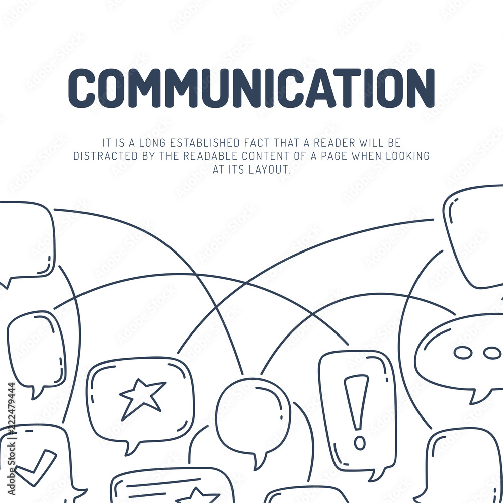 Poster hand draw dialog speech bubbles communication line
