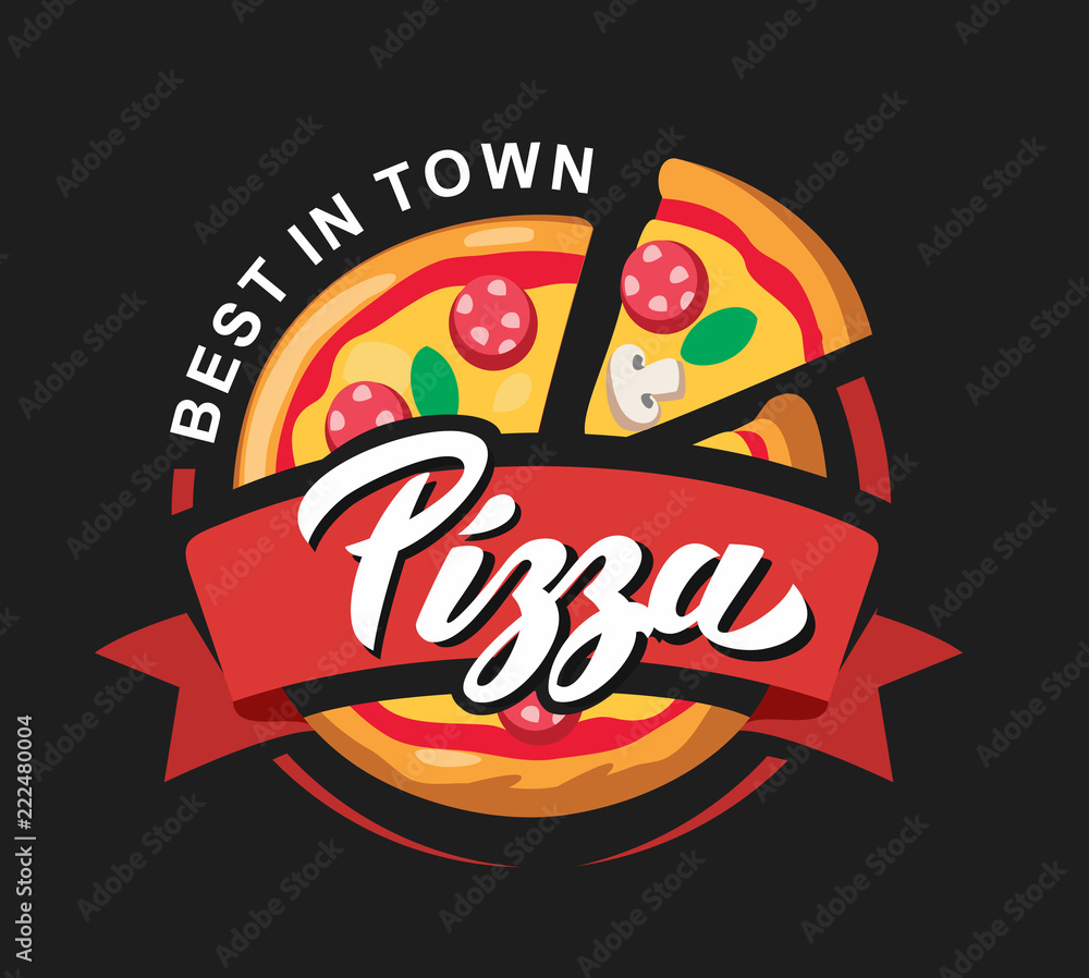 Wall mural Vector pizza and slice.