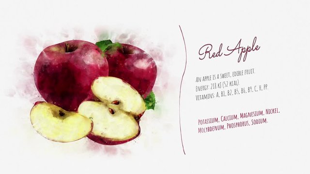 Animated slide about the useful properties of Red Apple