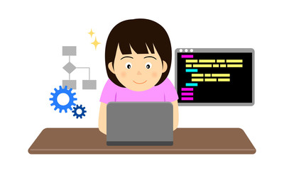 プログラミングを学習している女の子