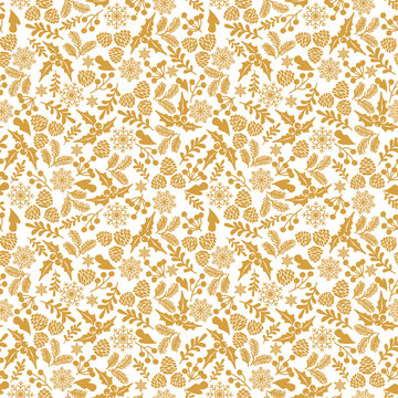 Winter seamless  pattern with holly berries. Part of Christmas backgrounds collection. Can be used for wallpaper, pattern fills, surface textures,  fabric prints. 