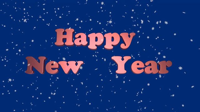 Happy New Year congratulations on the background of flying snow with the alpha channel. 3D rendering