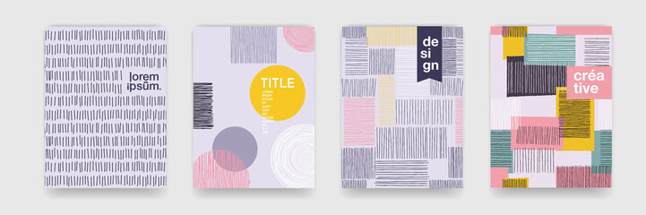 Abstract fun color pattern cartoon texture for doodle geometric background. Vector trend shape for brochure cover template design