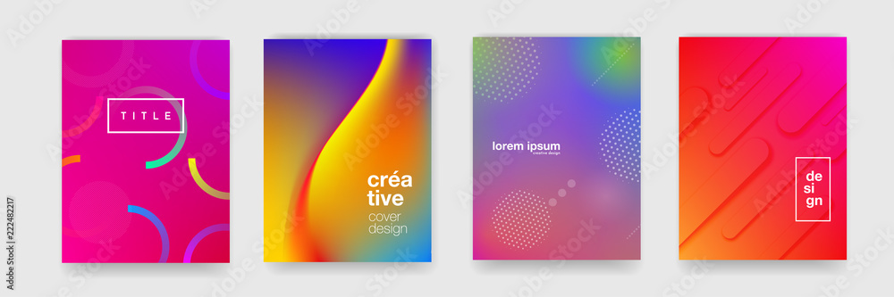 Poster Abstract gradient flowing geometric pattern background texture for poster cover design. Minimal color gradient banner template. Modern vector wave shape for brichure