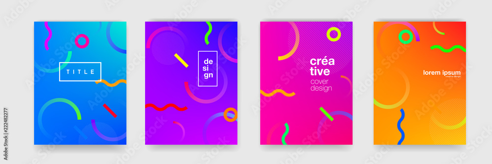 Aufkleber Abstract geometric pattern background texture for poster cover design. Minimal color gradient banner template. Modern vector wave shape for brichure